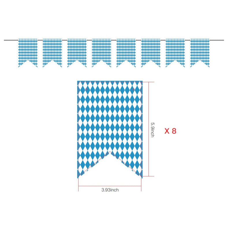 8 Flag Oktoberfest Party Supplies Party Paper Banner with Bavarian Checkered Pattern Decoration