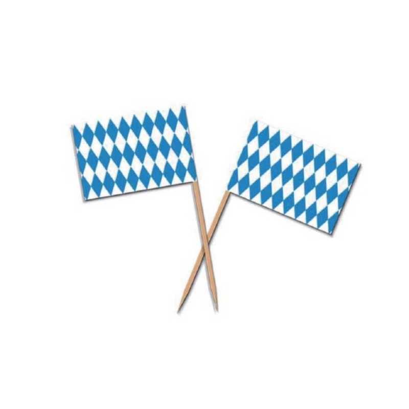 Oktoberfest Party Supplies Appetizer Toothpicks 50 Pieces with Bavarian Checkered Pattern Decoration