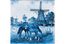 Horse & Colt Dutch Windmill Delft Scene 6x6" Decorative Wall Tile
