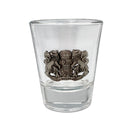 Bayern Germany Metal Medallion Souvenir Clear Shot Glass | 2 Ounces