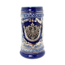 Ceramic Blue Shot Glass Deutschland Germany Eagle Metal Medallion | 2 Ounces