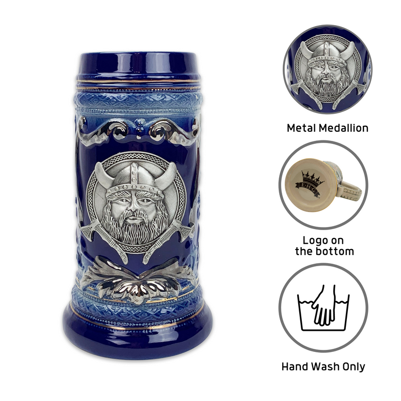 Viking Metal Medallion .65L Beer Stein with Deluxe Relief