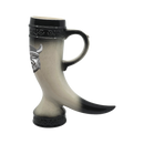 Horn Beer Stein with Viking Metal Medallion | .6 Liter