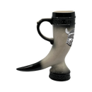 Horn Beer Stein with Viking Metal Medallion | .6 Liter