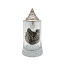 Oktoberfest Draft Horses Glass Beer Mug with Metal Medallion and Metal Lid | 0.5 Liter