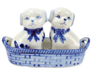Dogs on Tray Ceramic Delft Salt & Pepper Shaker Set, Dutch