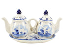 Tea Pot Set on Tray Ceramic Delft Salt & Pepper Shaker Set, Dutch