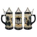 Deluxe Relief Germany Village Scene Medallion Themed German Beer Stein with Metal Lid