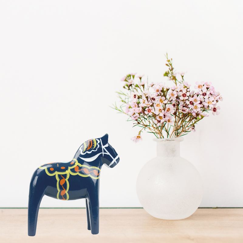 Blue Dalarna Wooden Horse