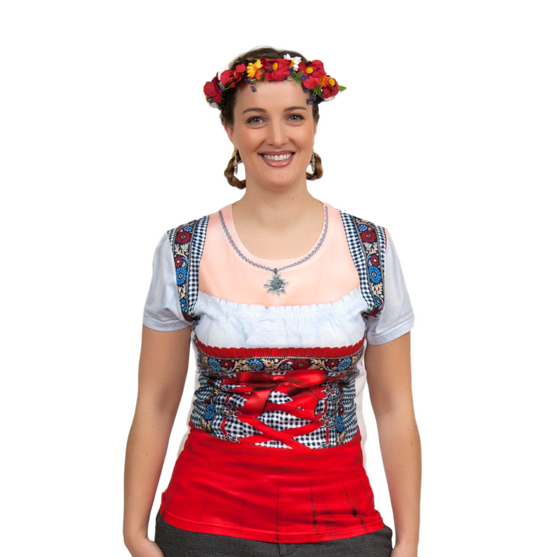 Oktoberfest Costume Dirndl Realistic Faux Red Shirt