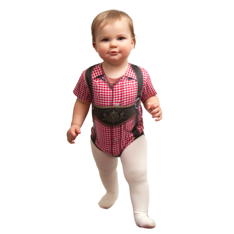 Cute Oktoberfest Snap Suit for Babies With Realistic Lederhosen