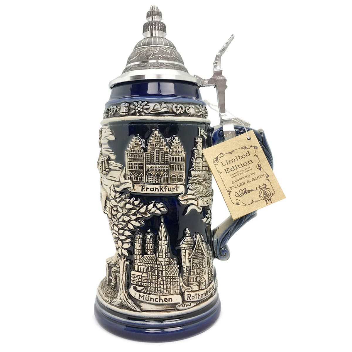 Biergarten 1L Zoller & Born Rustic Motif German Beer Stein