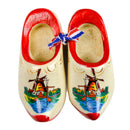 Decorative Dutch Windmill Scene Ornamental Deluxe Clogs (4 inches) Wooden Shoe Pair Carved
