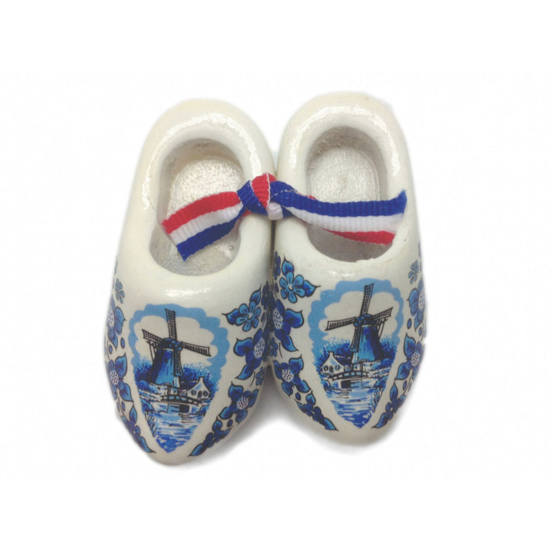 Decorative Dutch Wooden Shoe Clogs Landscape Design Blue and White 4"