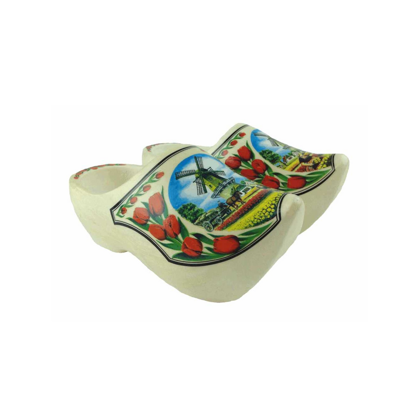 Decorative Dutch Shoe Clogs w/ Windmill and Tulips Design-4.25"