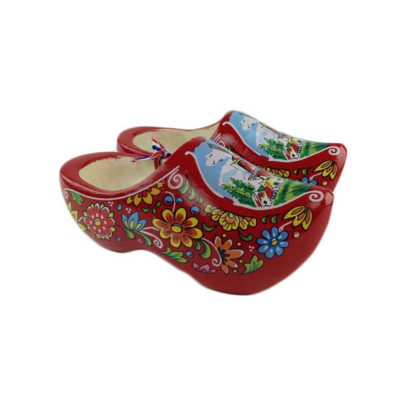 Decorative Dutch Shoe Clogs w/ Windmill Red Design-6.5"