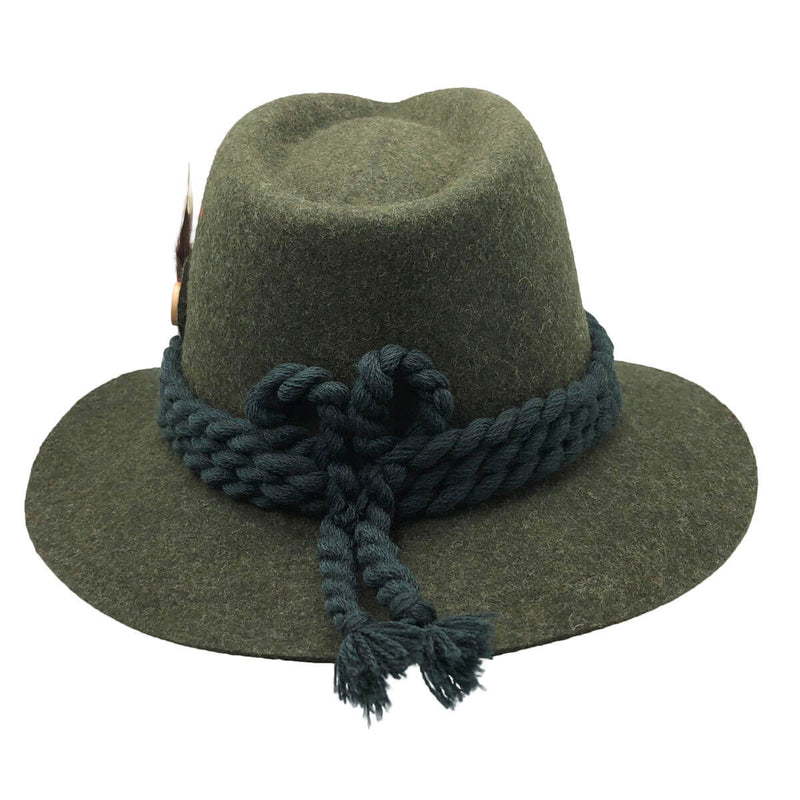 100% Wool Green  German Alps  Hunter Hat