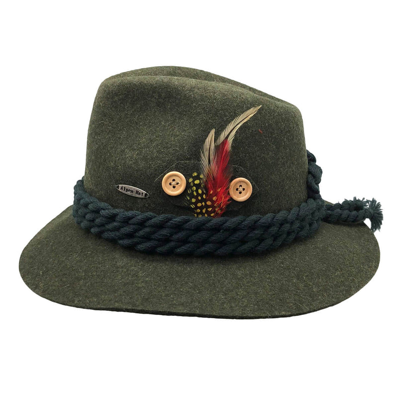 100% Wool Green  German Alps  Hunter Hat