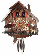 One Day Musical Cuckoo Clock Cottage with Beer Drinker, Waterwheel, and Dancers