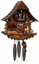 One Day Musical Beer Drinker Cuckoo Clock with Moving Waterwheel and Dancers