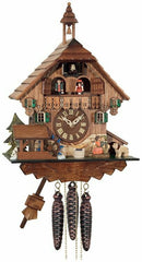 One Day Musical Cuckoo Clock Cottage - Boy and Girl Kiss, Waterwheel Turns