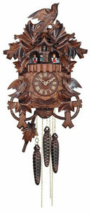One Day Musical Cuckoo Clock with Hand carved Birds, Leaves, and Nest