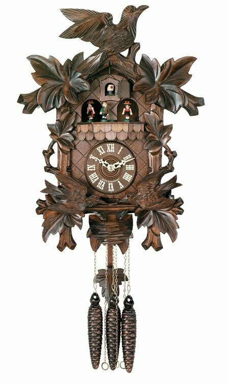 One Day Hand-carved Musical Cuckoo Clock with Dancers and Animated Birds