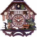 Musical Cuckoo Clock Cottage with Deer, Water Pump, and Tree