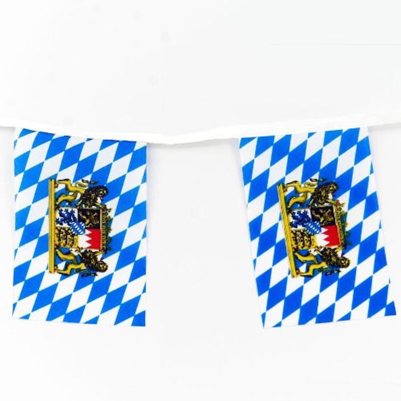 16 Foot Bavarian Polyester Flag Oktoberfest Pennant Banner (6x9 inches Pennant) - Hanging Decorations, PS- Oktoberfest Decorations, PS- Oktoberfest Essentials-All OKT Items, PS- Oktoberfest Hanging Decor, PS- Oktoberfest Table Decor, Tableware