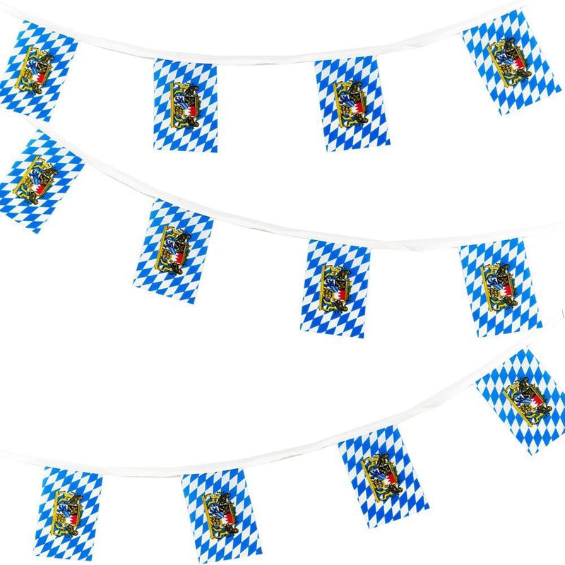 16 Foot Bavarian Polyester Flag Oktoberfest Pennant Banner (6x9 inches Pennant) - Hanging Decorations, PS- Oktoberfest Decorations, PS- Oktoberfest Essentials-All OKT Items, PS- Oktoberfest Hanging Decor, PS- Oktoberfest Table Decor, Tableware