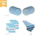 Basic All-in-One Lite Oktoberfest Party Pack Bundle with Bavarian Themed Plastic Table Runner, Paper Plates& Napkins
