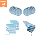 Basic All-in-One Lite Oktoberfest Party Pack Bundle with Bavarian Themed Plastic Table Runner, Paper Plates& Napkins