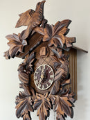 Cuckoo Clock with Seven Hand-carved Maple Leaves and Three Birds
