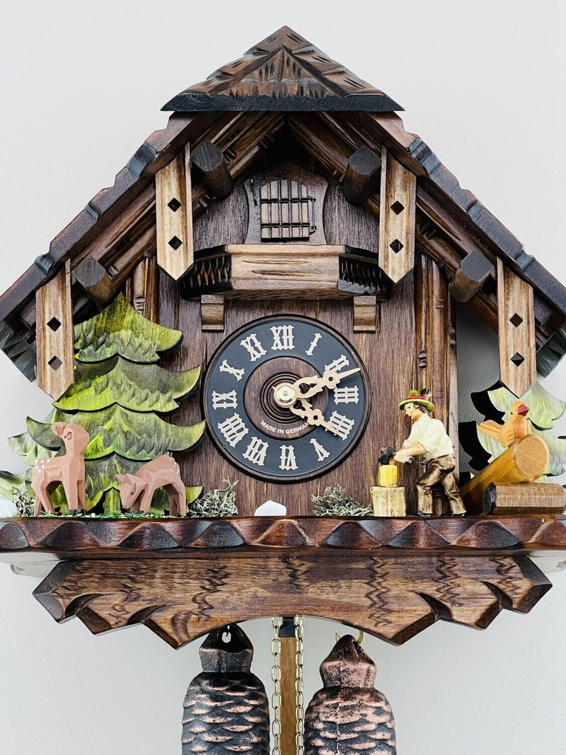 Eight Day Cuckoo Clock Cottage - Man Chopping Wood