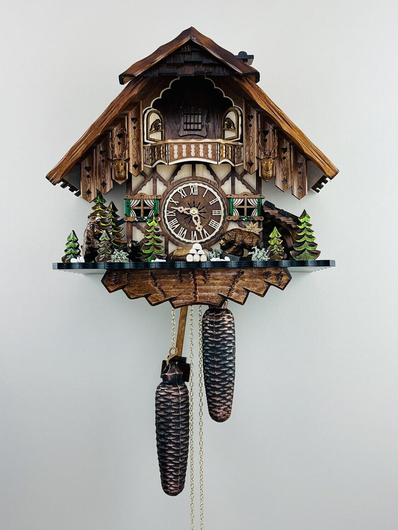 Musical Black Forest Cuckoo Clock With Dancers, Waterwheel, And Beer Drinker - 14 Inches Tall - GermanGiftOutlet.com
 - 44