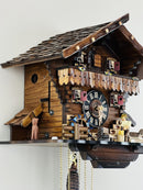 One Day Musical Cuckoo Clock Cottage with Man Chopping Wood and Waterwheel
