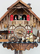 One Day Musical Cuckoo Clock Cottage with Beer Drinker, Waterwheel, and Dancers