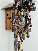 One Day Musical Cuckoo Clock with Dancers, Five Hand-carved Maple Leaves,  One Bird, and Hand-Painted Flowers