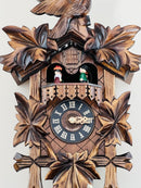 One Day Musical Cuckoo Clock with Dancers, Five Hand-carved Maple Leaves, and One Bird
