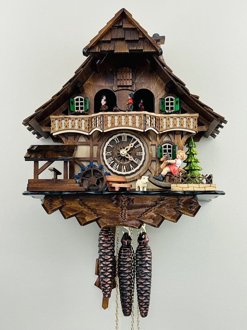 Musical Black Forest Cuckoo Clock With Dancers, Waterwheel, And Beer Drinker - 14 Inches Tall - GermanGiftOutlet.com
 - 56