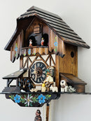 One Day Musical Cuckoo Clock Cottage with Dancers, Woodchopper, and Waterwheel