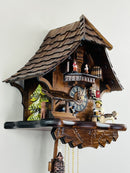 One Day Musical Beer Drinker Cuckoo Clock with Moving Waterwheel and Dancers