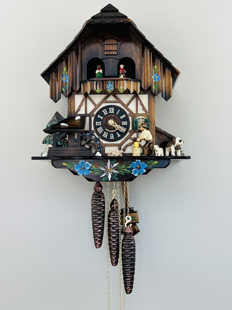 Musical Black Forest Cuckoo Clock With Dancers, Waterwheel, And Beer Drinker - 14 Inches Tall - GermanGiftOutlet.com
 - 59