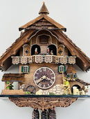 One Day Musical Cuckoo Clock Chalet Volksmarcher raises staff, waterwheel, turret
