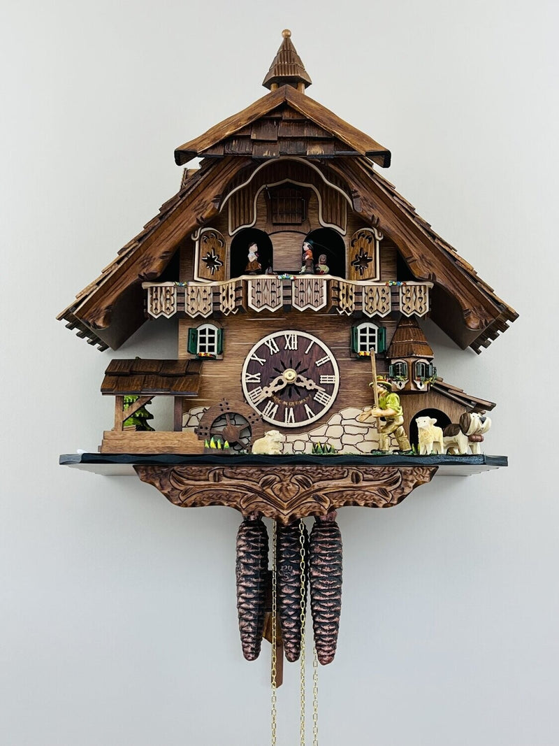 Musical Black Forest Cuckoo Clock With Dancers, Waterwheel, And Beer Drinker - 14 Inches Tall - GermanGiftOutlet.com
 - 66