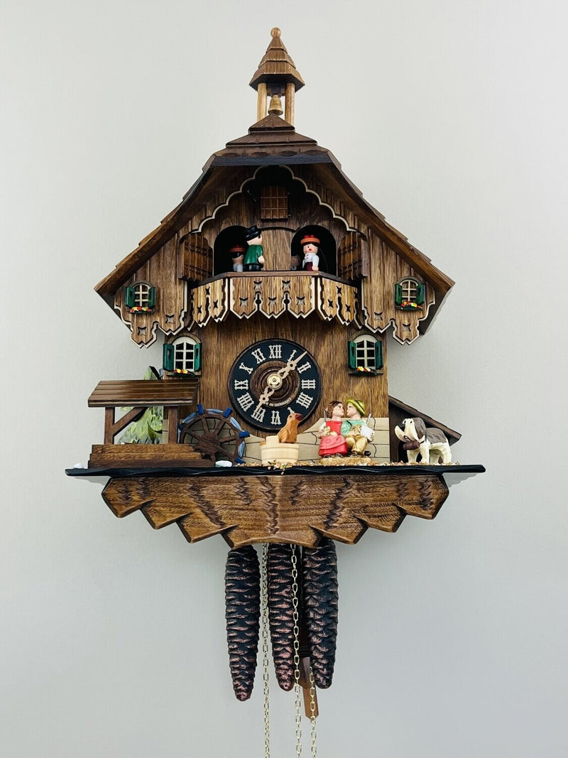 Musical Black Forest Cuckoo Clock With Dancers, Waterwheel, And Beer Drinker - 14 Inches Tall - GermanGiftOutlet.com
 - 67