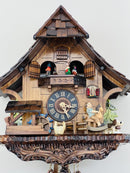 One Day Musical Cuckoo Clock Cottage with Boy on Rocking Horse, Moving Waterwheel, and Dancers