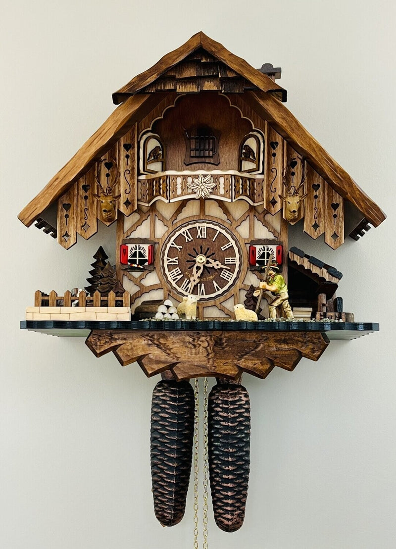 Musical Black Forest Cuckoo Clock With Dancers, Waterwheel, And Beer Drinker - 14 Inches Tall - GermanGiftOutlet.com
 - 40
