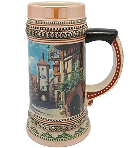 Beer Stein Rothenburg Village Scene Beer Mug by E.H.G. | .475 Liter