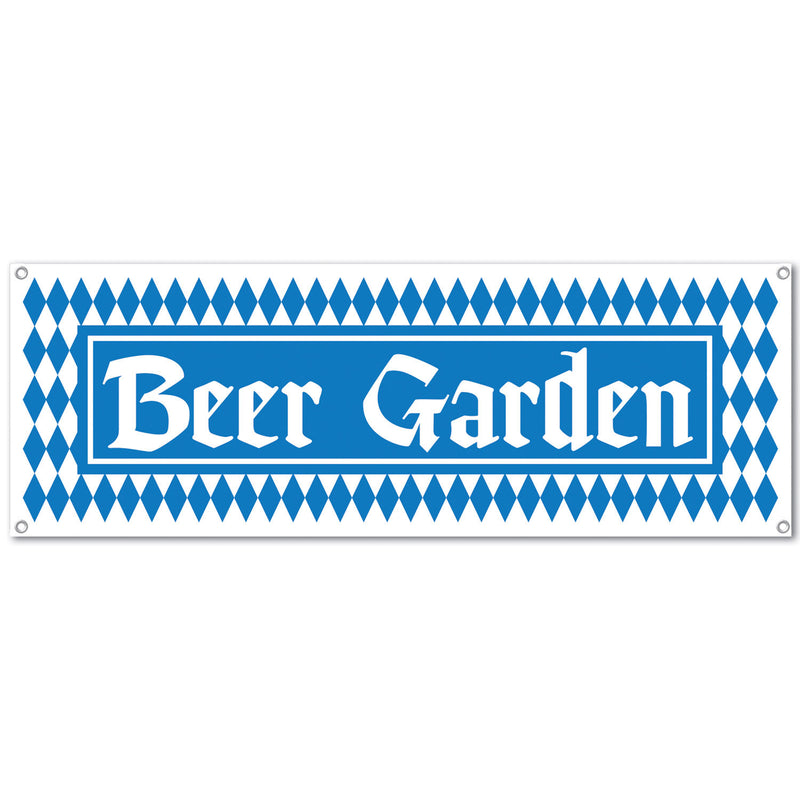 5' x 21 inches Beer Garden Sign Banner - Banners, Hanging Decorations, Oktoberfest, PS- Oktoberfest Decorations, PS- Oktoberfest Essentials-All OKT Items, PS- Oktoberfest Hanging Decor, PS- Oktoberfest Table Decor, Tableware